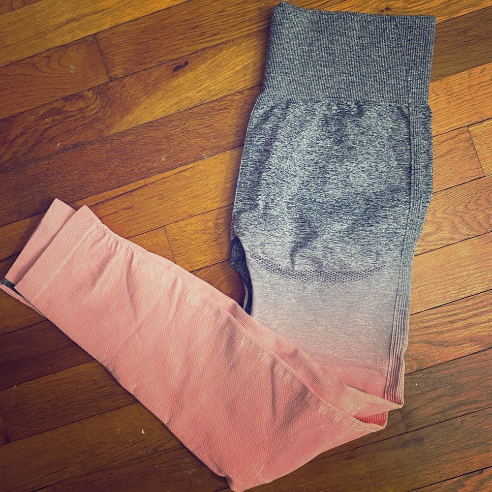 Gymshark Ombré Seamless Grey & Pink Leggings M